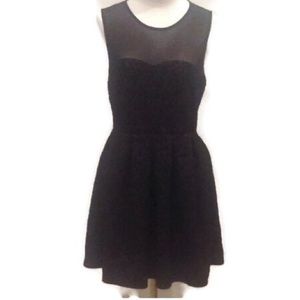 Forever 21 Black Pleated Sheer Back Mini Dress